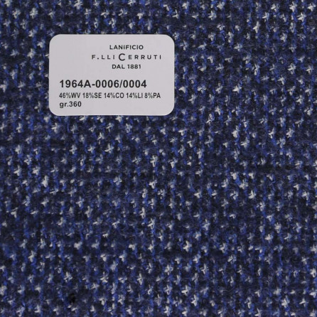 1964a-0006-0004 Cerruti Lanificio - Vải Suit 100% Wool - Xanh Dương Trơn